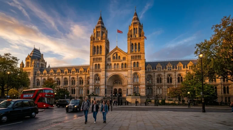 Natural History Museum London grand Romanesque facade on Cromwell Road