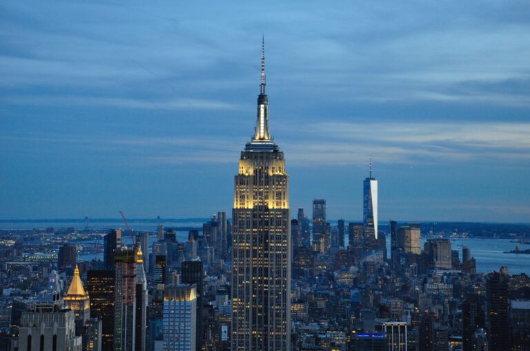 Empire State Building Art Deco skyscraper against the New York City skyline